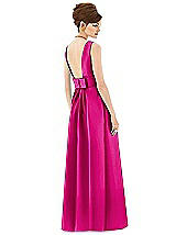 Rear View Thumbnail - Think Pink Alfred Sung Open Back Satin Twill Gown D661