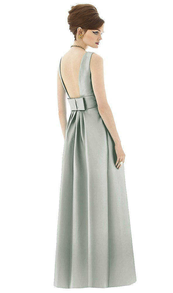 Back View - Willow Green Alfred Sung Open Back Satin Twill Gown D661