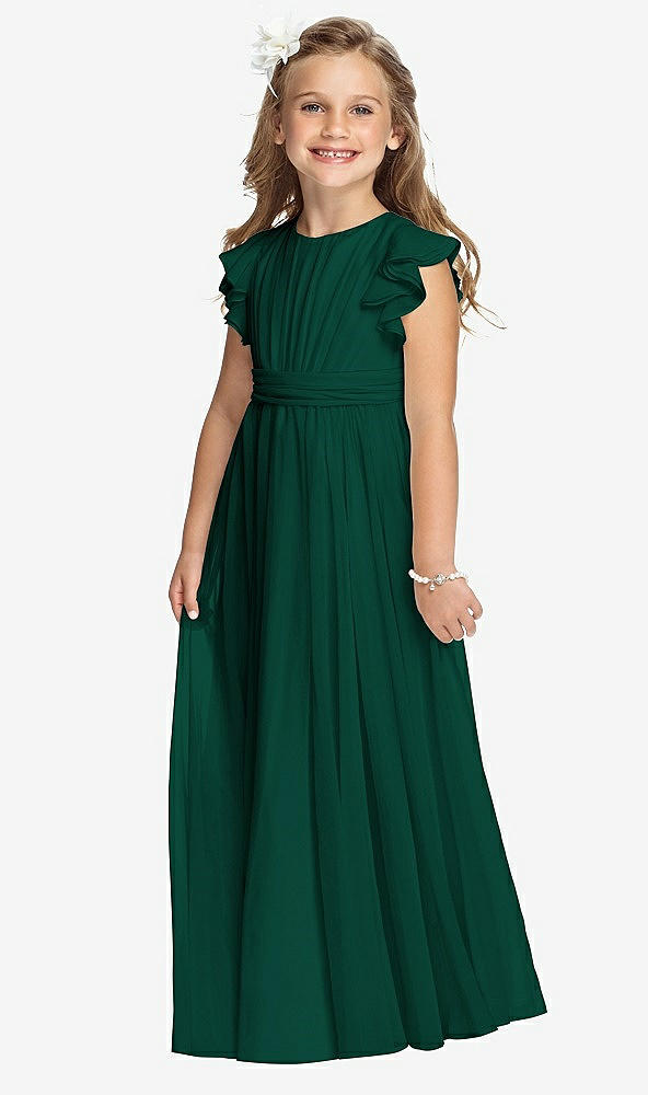 Front View - Hunter Green Flower Girl Dress FL4038