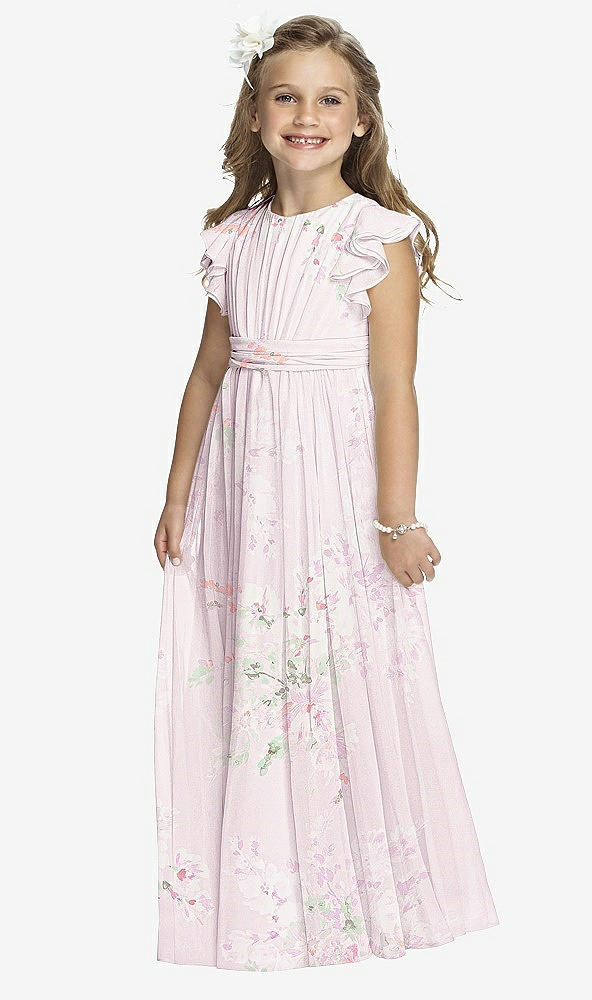 Front View - Watercolor Print Flower Girl Dress FL4038