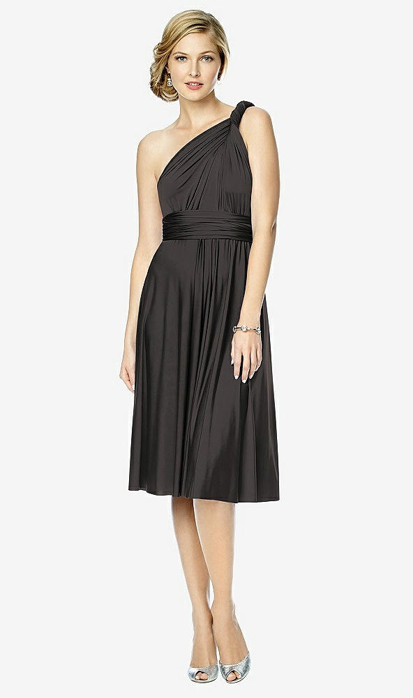 Front View - Graphite Twist Wrap Convertible Cocktail Dress