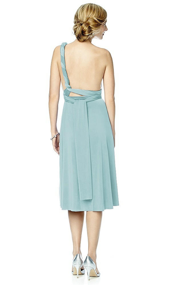 Back View - Canal Blue Twist Wrap Convertible Cocktail Dress