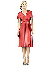 Alt View 1 Thumbnail - Perfect Coral Twist Wrap Convertible Cocktail Dress