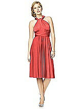 Alt View 7 Thumbnail - Perfect Coral Twist Wrap Convertible Cocktail Dress