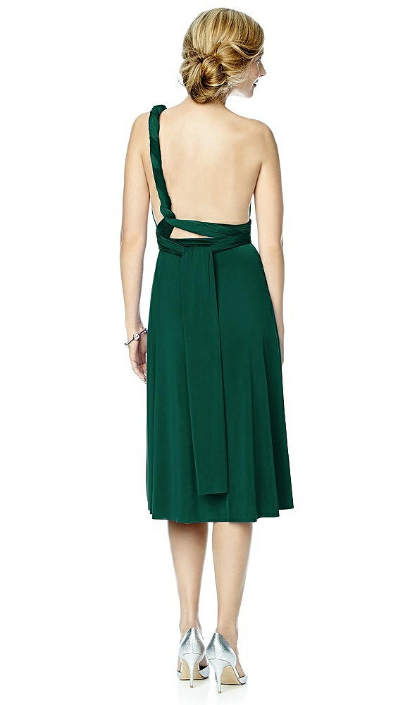 Back View - Hunter Green Twist Wrap Convertible Cocktail Dress