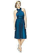 Alt View 3 Thumbnail - Ocean Blue Twist Wrap Convertible Cocktail Dress