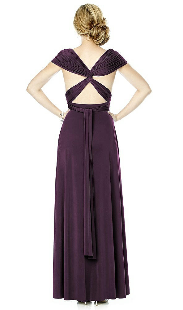 Back View - Aubergine Twist Wrap Convertible Maxi Dress