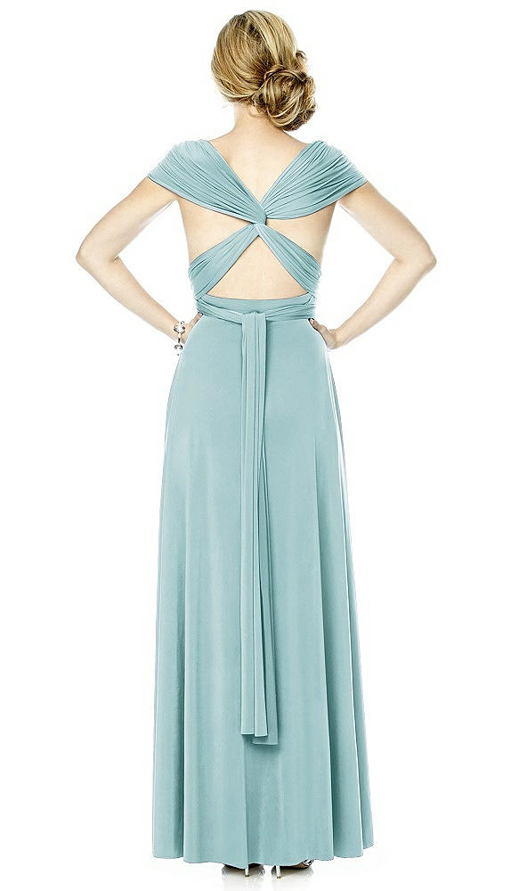 Back View - Canal Blue Twist Wrap Convertible Maxi Dress