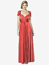 Front View Thumbnail - Perfect Coral Twist Wrap Convertible Maxi Dress