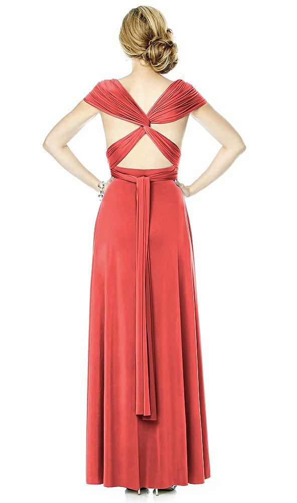 Back View - Perfect Coral Twist Wrap Convertible Maxi Dress