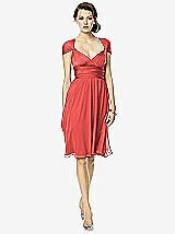 Front View Thumbnail - Perfect Coral Twist Wrap Dress w/ Chiffon Overskirt: Short