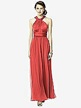 Front View Thumbnail - Perfect Coral Twist Wrap Dress w/ Chiffon Overskirt: Long