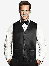 Front View Thumbnail - Black Matte Satin Tuxedo Vests by After Six