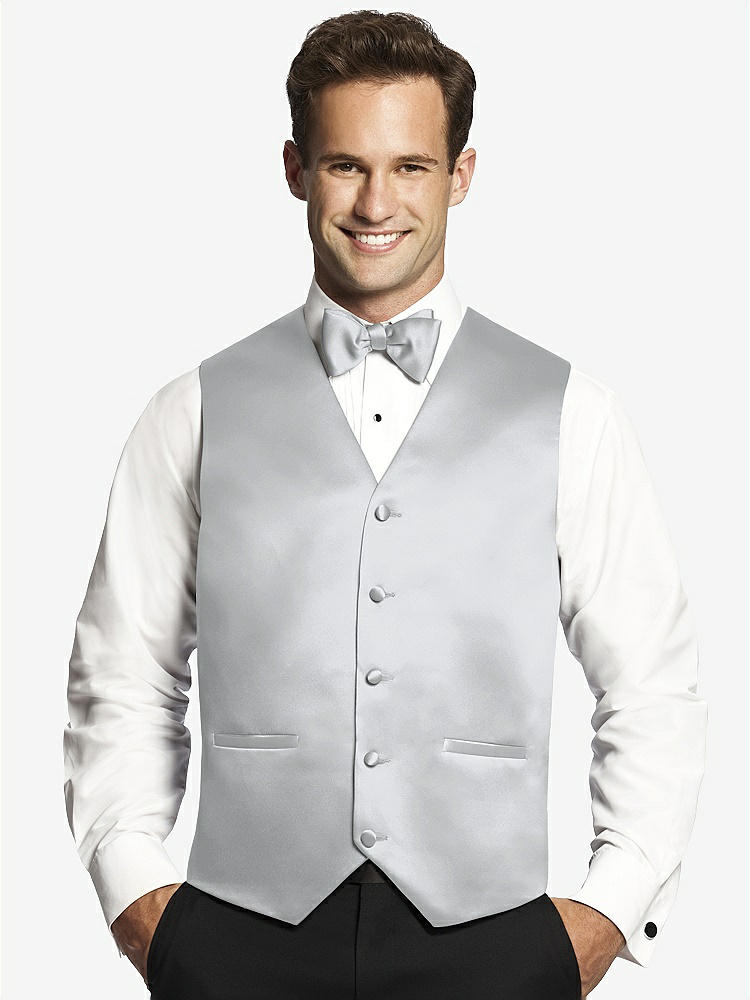 Front View - Frost Matte Satin Tuxedo Vests by After Six