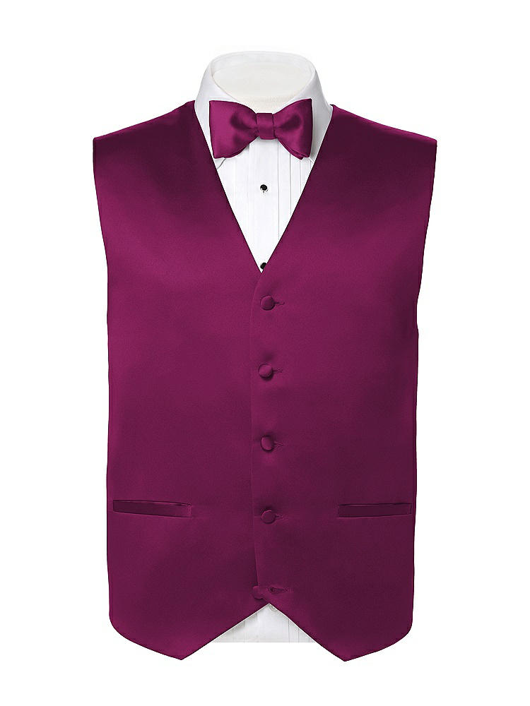 Back View - Merlot Matte Satin Tuxedo Vests by After Six