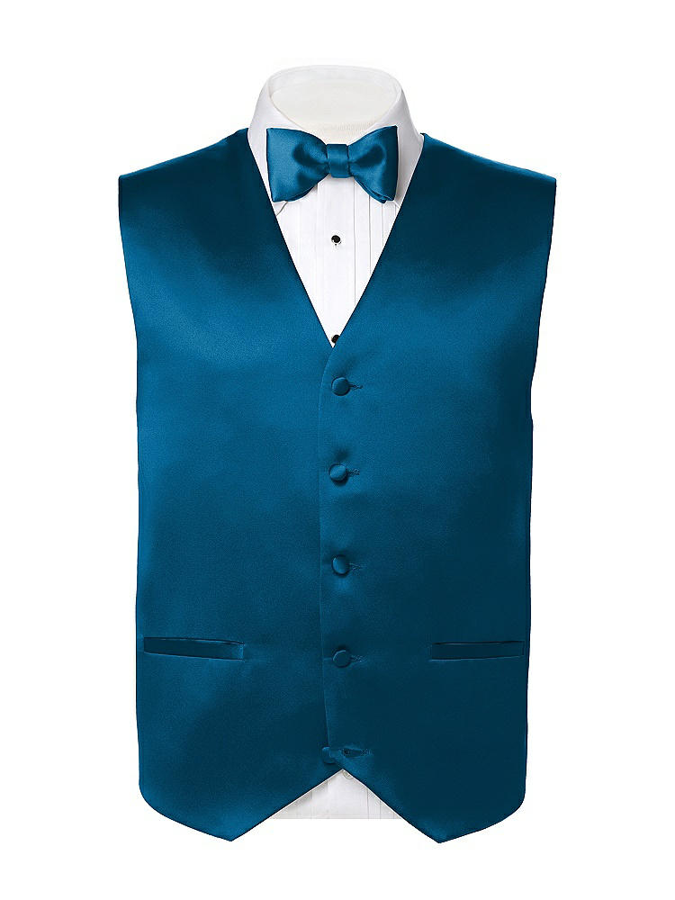 Back View - Ocean Blue Matte Satin Tuxedo Vests by After Six