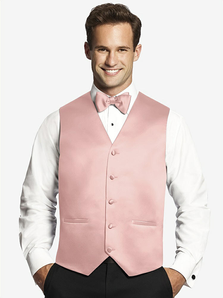 Front View - Rose - PANTONE Rose Quartz Matte Satin Tuxedo Vests by After Six