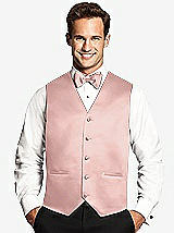 Front View Thumbnail - Rose - PANTONE Rose Quartz Matte Satin Tuxedo Vests by After Six