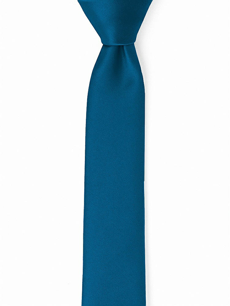 Front View - Ocean Blue Matte Satin Narrow Ties by After Six