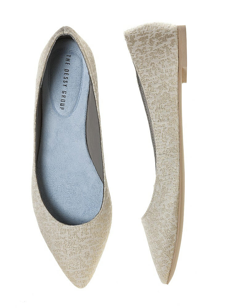 Front View - Ivory Gold Park Avenue Brocade Ballet Wedding Flats