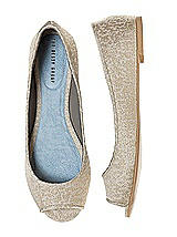 Front View Thumbnail - Ivory Gold Park Avenue Brocade Open-Toe Wedding Flats