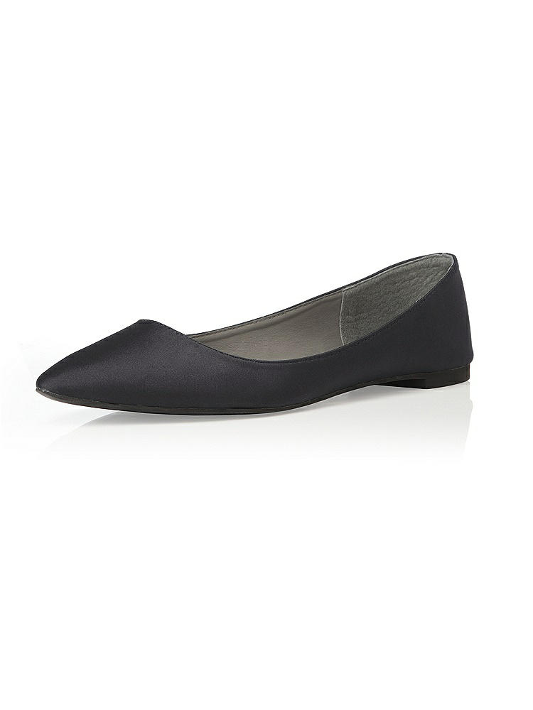 Back View - Black Chelsea Satin Ballet Wedding Flats