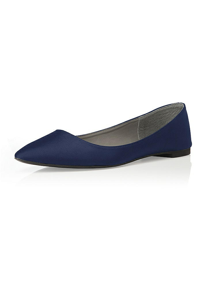 Back View - Midnight Navy Chelsea Satin Ballet Wedding Flats