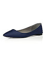 Rear View Thumbnail - Midnight Navy Chelsea Satin Ballet Wedding Flats