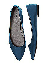 Front View Thumbnail - Ocean Blue Chelsea Satin Ballet Wedding Flats