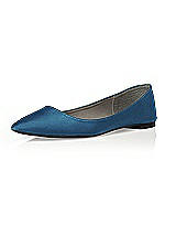 Rear View Thumbnail - Ocean Blue Chelsea Satin Ballet Wedding Flats