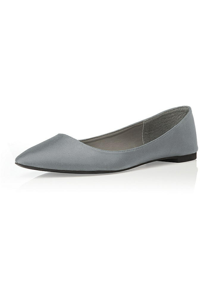 Back View - Pewter Chelsea Satin Ballet Wedding Flats