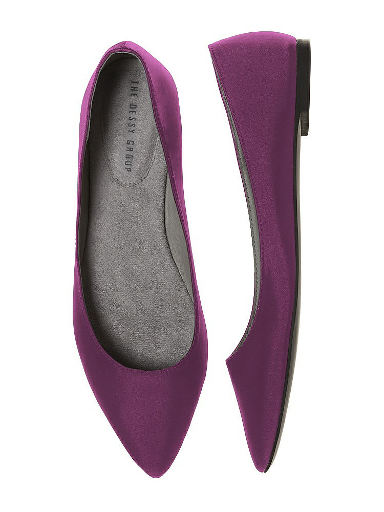 Front View - Wild Berry Chelsea Satin Ballet Wedding Flats