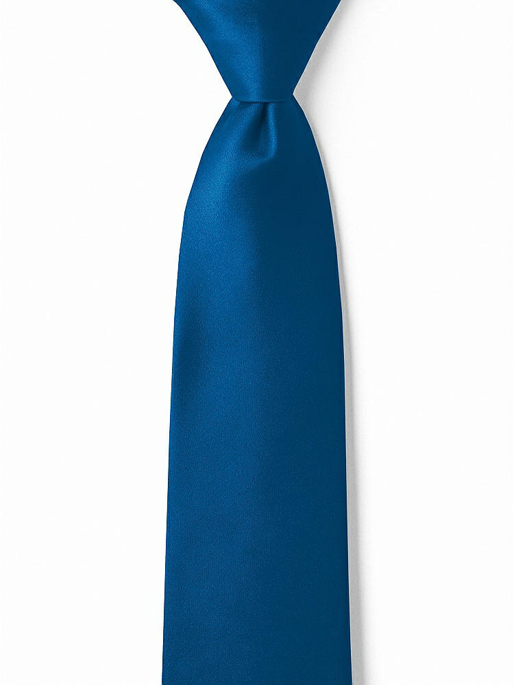 Front View - Cerulean Matte Satin Boy's 14" Zip Necktie by After Six