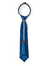 Rear View Thumbnail - Cerulean Matte Satin Boy's 14" Zip Necktie by After Six