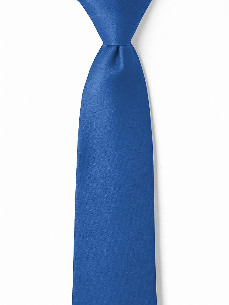 Front View - Lapis Matte Satin Boy's 14" Zip Necktie by After Six