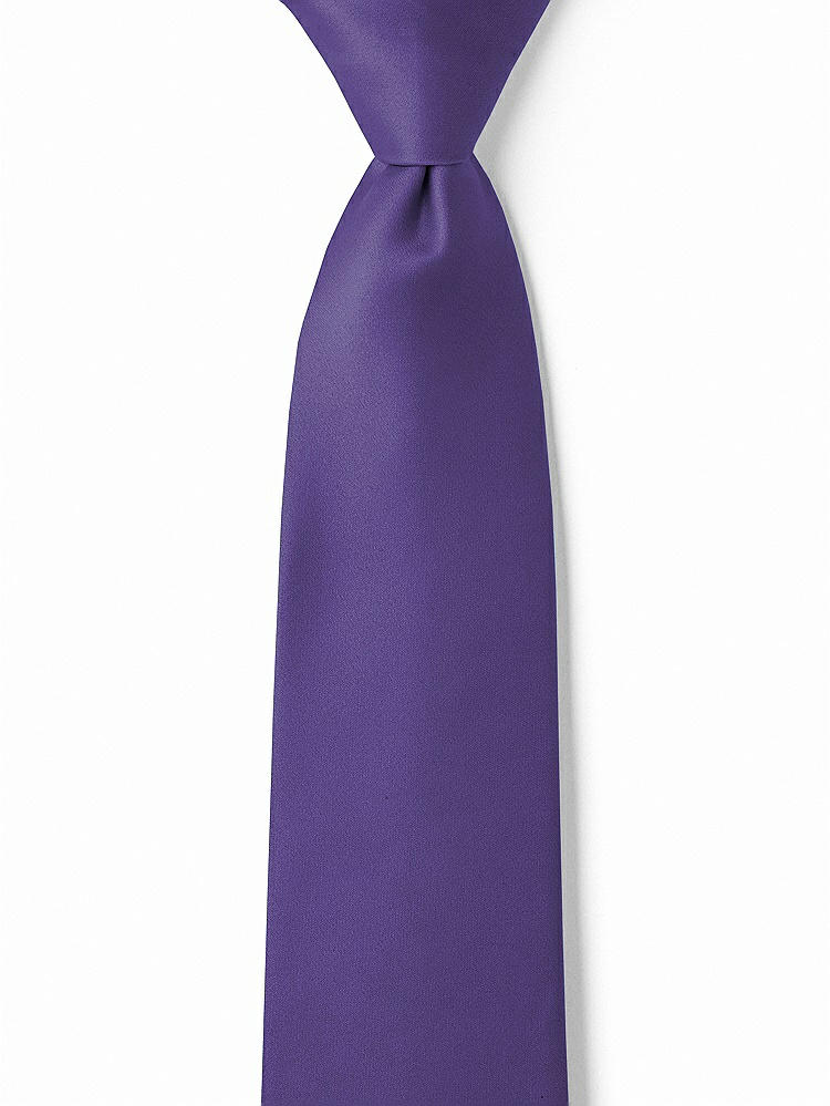 Front View - Regalia - PANTONE Ultra Violet Matte Satin Boy's 14" Zip Necktie by After Six