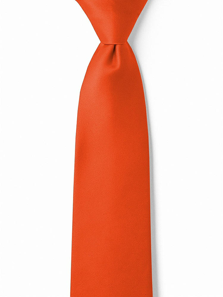 Front View - Tangerine Tango Matte Satin Boy's 14" Zip Necktie by After Six