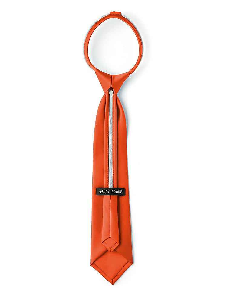 Back View - Tangerine Tango Matte Satin Boy's 14" Zip Necktie by After Six