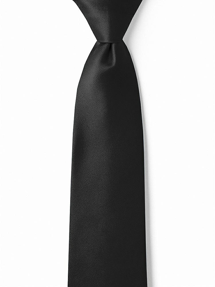 Front View - Black Matte Satin Boy's 14" Zip Necktie by After Six