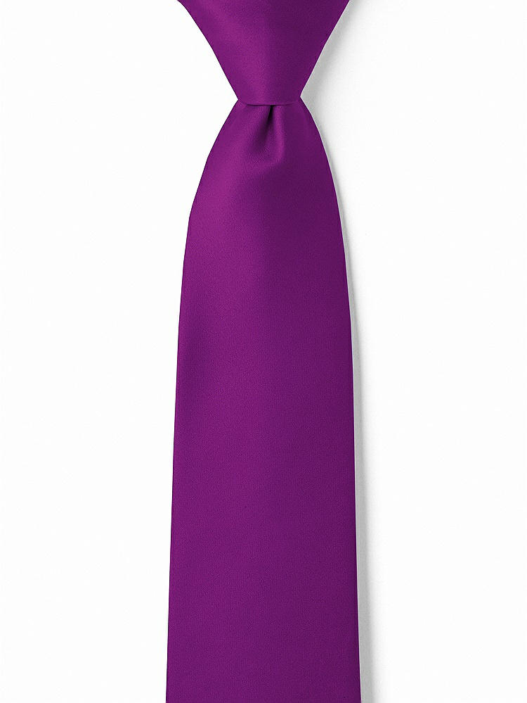 Front View - Dahlia Matte Satin Boy's 14" Zip Necktie by After Six