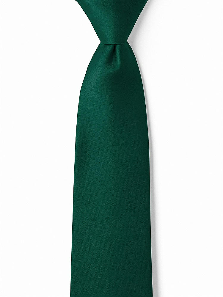 Front View - Hunter Green Matte Satin Boy's 14" Zip Necktie by After Six