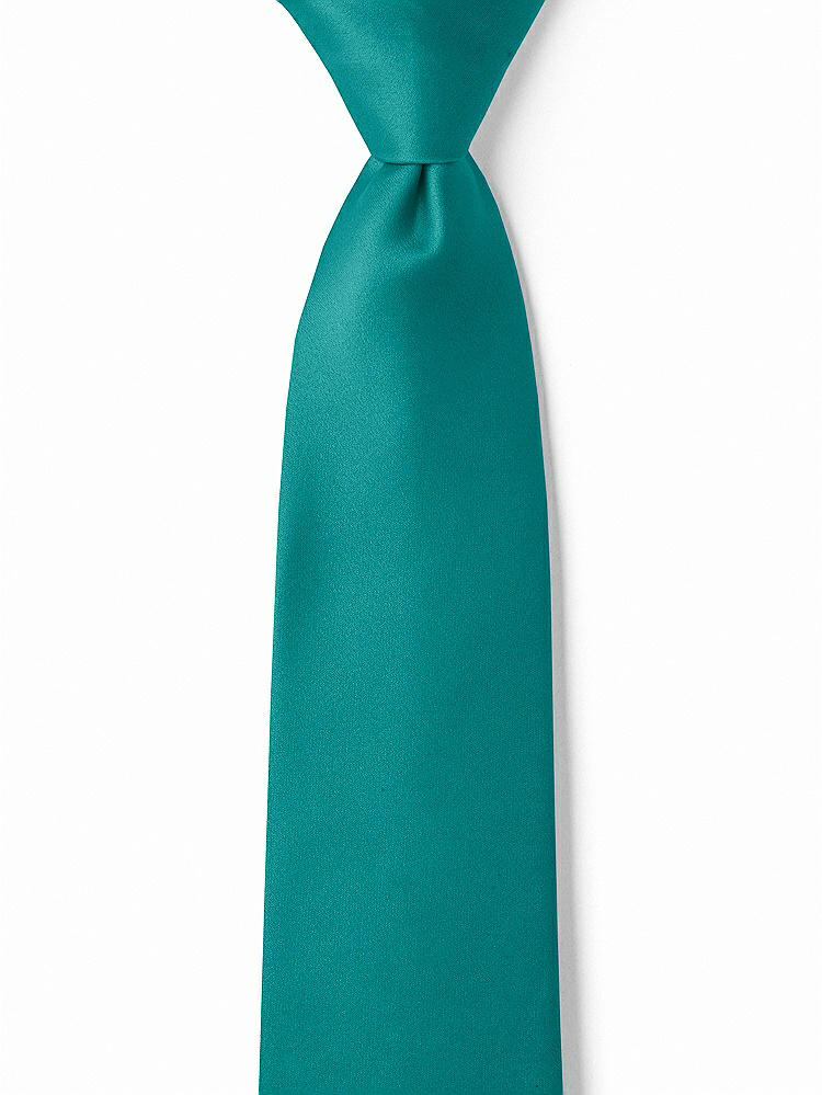 Front View - Jade Matte Satin Boy's 14" Zip Necktie by After Six