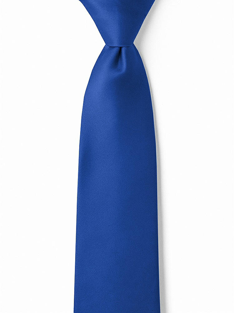 Front View - Sapphire Matte Satin Boy's 14" Zip Necktie by After Six