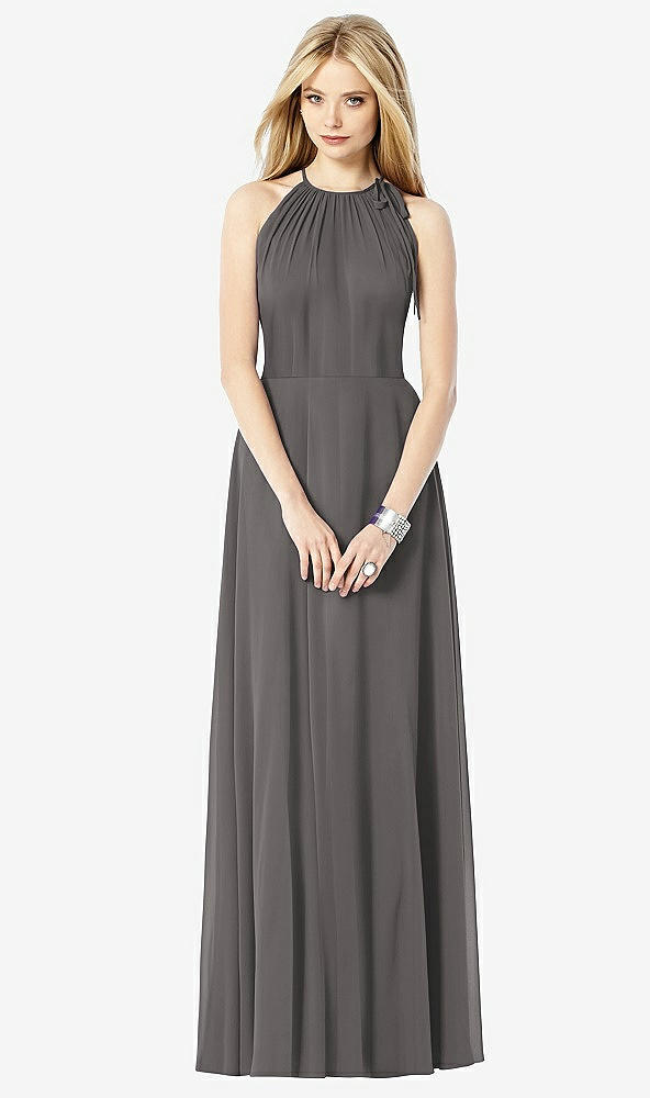 Front View - Caviar Gray After Six Bridesmaid Dress 6704