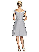 Rear View Thumbnail - French Gray Peau De Soie Cap Sleeve Cocktail Dress