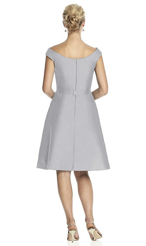 Back View - French Gray Peau De Soie Cap Sleeve Cocktail Dress