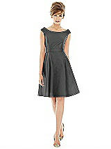 Alt View 1 Thumbnail - Black Peau De Soie Cap Sleeve Cocktail Dress