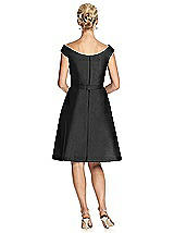 Rear View Thumbnail - Black Peau De Soie Cap Sleeve Cocktail Dress