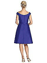 Rear View Thumbnail - Electric Blue Peau De Soie Cap Sleeve Cocktail Dress