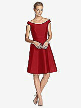 Front View Thumbnail - Garnet Peau De Soie Cap Sleeve Cocktail Dress